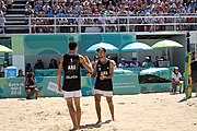 Deutsch: Beachvolleyball bei den Olympischen Jugendspielen 2018; Tag 11, 17. Oktober 2018; Jungen, Spiel um Platz 3 – Argentinien-Ungarn 2:0 (21–15/21–15) English: Beach volleyball at the 2018 Summer Youth Olympics at 17 October 2018 – Bronze Medal Match – Argentina-Hungary 2:0 (21–15/21–15)