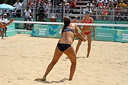 Deutsch: Beachvolleyball bei den Olympischen Jugendspielen 2018; Tag 11, 17. Oktober 2018; Mädchen, Finale – Italien (Claudia Scampoli & Nicol Bertozzi)- Russland (Maria Woronina & Maria Botscharow) 0:2 (19–21/19–21) English: Beach volleyball at the 2018 Summer Youth Olympics at 17 October 2018 – Girls Final – Italy (Claudia Scampoli & Nicol Bertozzi) - Russia (Maria Voronina & Maria Bocharova) 0:2 (19–21/19–21)