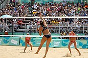 Deutsch: Beachvolleyball bei den Olympischen Jugendspielen 2018; Tag 11, 17. Oktober 2018; Mädchen, Finale – Italien (Claudia Scampoli & Nicol Bertozzi)- Russland (Maria Woronina & Maria Botscharow) 0:2 (19–21/19–21) English: Beach volleyball at the 2018 Summer Youth Olympics at 17 October 2018 – Girls Final – Italy (Claudia Scampoli & Nicol Bertozzi) - Russia (Maria Voronina & Maria Bocharova) 0:2 (19–21/19–21)