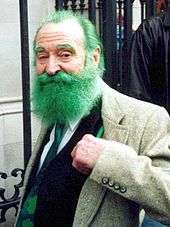 Kin recognition: theory predicts that if the bearers of a trait (like the fictitious 'green beard') will behave altruistically towards others carrying a green beard, altruistic traits that are genetically linked to the green beard gene will have a selective advantage. BeardGreen.jpg