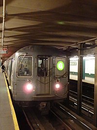 A G train of R68A cars at the station Bergen St G vc.jpg