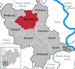 Läget för staden Bergheim i Rhein-Erft-Kreis