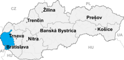 Regionen Bratislavas placering i Slovakiet