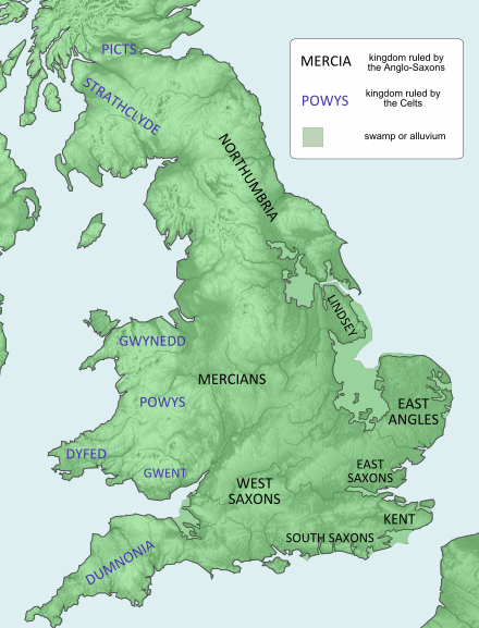 The kingdoms of Britain in around 800