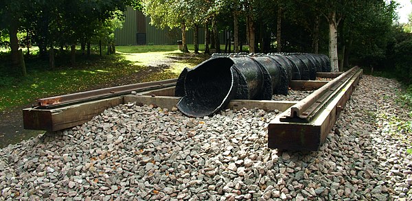 A reconstructed section of atmospheric track at Didcot Railway Centre