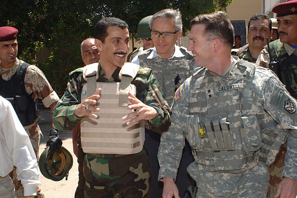 Caldwell walks in Eastern Baghdad in April 2007.