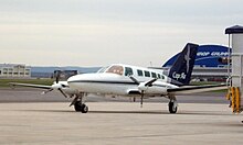 Cape Air Cessna 402 at HGR in 2009 Cape Air Cessna 402 Hagerstown Regional Airport.jpg