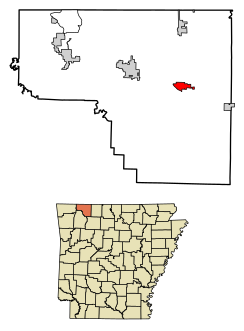 Carroll County Arkansas Incorporated and Unincorporated areas Green Forest Highlighted 0528600.svg