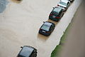 Čeština: Automobily a chodník v zatopené Novodvorské ul. v Třebíči, okr. Třebíč. English: Cars and pathway in flooded Novodvorská street in Třebíč, Třebíč District.