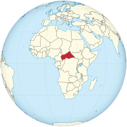 Central African Republic on the globe (Africa centered).svg