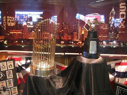 The White Sox' World Series Trophy on display at U.S. Cellular Field during the 2006 season