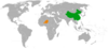 Location map for China and Niger.