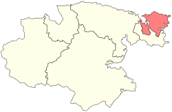 Чукотски район на картата на Чукотския автономен окръг.