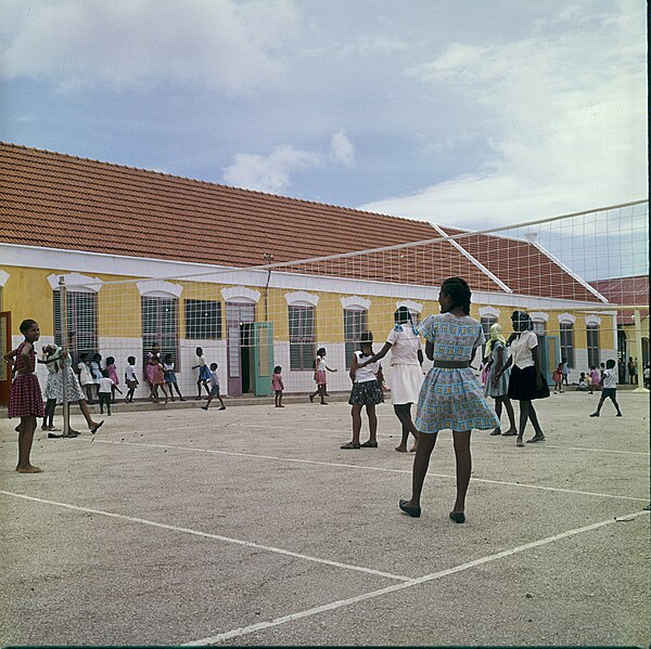 File:Collectie Nationaal Museum van Wereldculturen TM-20029667 Schoolkinderen die volleybal spelen Rincon Boy Lawson (Fotograaf).jpg