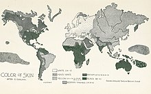 Map of Color of Skin - figures indicate tint in Broca's scale Color of Skin after G Gerland.jpg