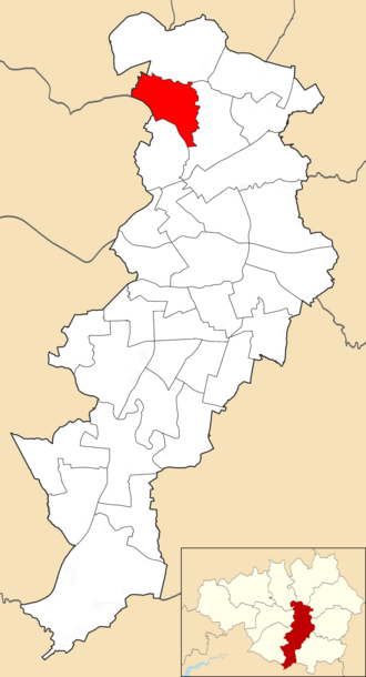Crumpsall electoral ward within Manchester City Council. Crumpsall (Manchester City Council ward) 2018.png