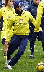 Rose warming up for Tottenham Hotspur in 2010 Danny Rose cropped Wigan Athletic v Tottenham Hotspur, 21st February 2010.jpg