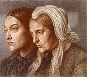 1877, Portrait of Christina Rossetti and Frances Polidori, by D.G.Rossetti