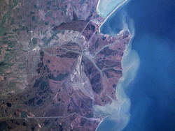 Сателитна снимка на делтата на Дунав