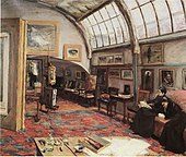L'atelier de l'artiste, 1902 - dans son atelier sous les combles du Palais Liebermann, règne une ambiance de travail élégante et dynamique.