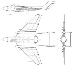 De Havilland Sea Vixen FAW2 3-view line drawing.svg