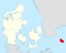 Södra Östersjön med Bornholm makerade.