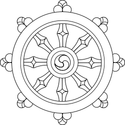 ships wheel with eight spokes represents the Noble Eightfold Path