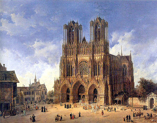 De kathedraal van Reims,  door Domenico Quaglio