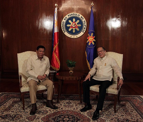 President-elect Rodrigo Duterte (left) and outgoing President Benigno Aquino III on June 30, 2016.