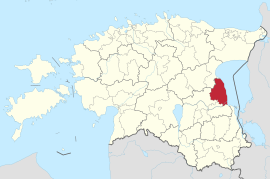 Map of Estonia, position of Peipsiääre highlighted