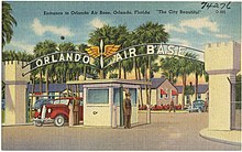 Entrance to Orlando Air Base as shown on a postcard.