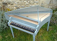 Modern bentside spinet built by Clavecins Rouaud, Paris Epinette Rouaud.JPG