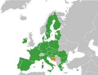 <span class="mw-page-title-main">Accession of Bosnia and Herzegovina to the European Union</span> Potential accession process of Bosnia and Herzegovina to the EU