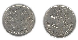 1983년에 발행된 핀란드 1 마르카 동전