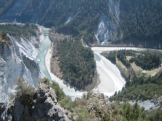 The Vorderrhein in the Ruinaulta, view from Conn