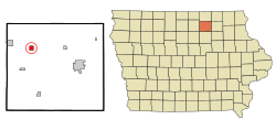 Floyd County Iowa Incorporated and Unincorporated areas Rudd Highlighted.svg