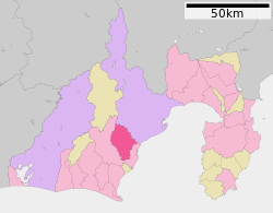 Location of Fujieda in Shizuoka Prefecture