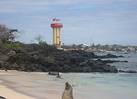 Puerto Baquerizo Moreno, gedeeltelijk uitzicht op de haven.