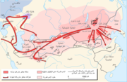 مسير الحملات المغوليَّة من منغوليا إلى خوارزم وما بعدها