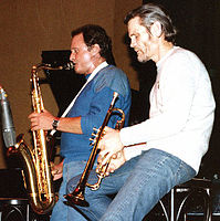 Baker (dekstre) kun Stan Getz en 1983