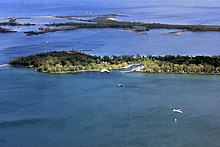 Ward's Island, the easternmost island, with the Leslie Street Spit in the background. The channel to the east (left) of Ward's Island is the Eastern Channel, one of two access points to Toronto's Inner Harbour. Gfp-canada-ontario-toronto-islands.jpg