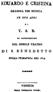 Gioachino Rossini - Eduardo e Cristina - titlepage of the libretto - venice 1819.png