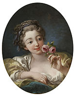 Girl with Roses label QS:Len,"Girl with Roses" 1760s