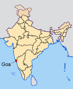 Location of Goa in the India map Goa in India.png