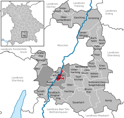 Läget för Grünwald i Landkreis München