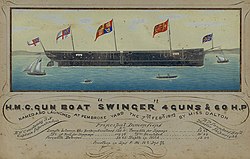 HMS Swingerin vesillelasku vuonna 1872.