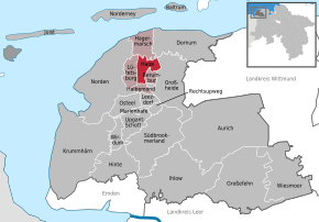 Poziția Hage pe harta districtului Aurich