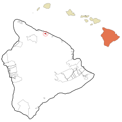 Lokasi di Hawaii County dan negara bagian Hawaii