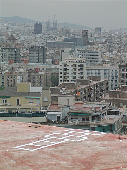 "Hopscotch to oblivion", Barcelona, Spain, possibly referring to suicide