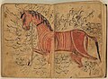 Les "bons points" et éléments à retenir pour élever des chevaux de guerre, double page illustrée du Kitāb al-bayṭara, par Aḥmad ibn ʿAtīq al-Azdī (XIIIe siècle)